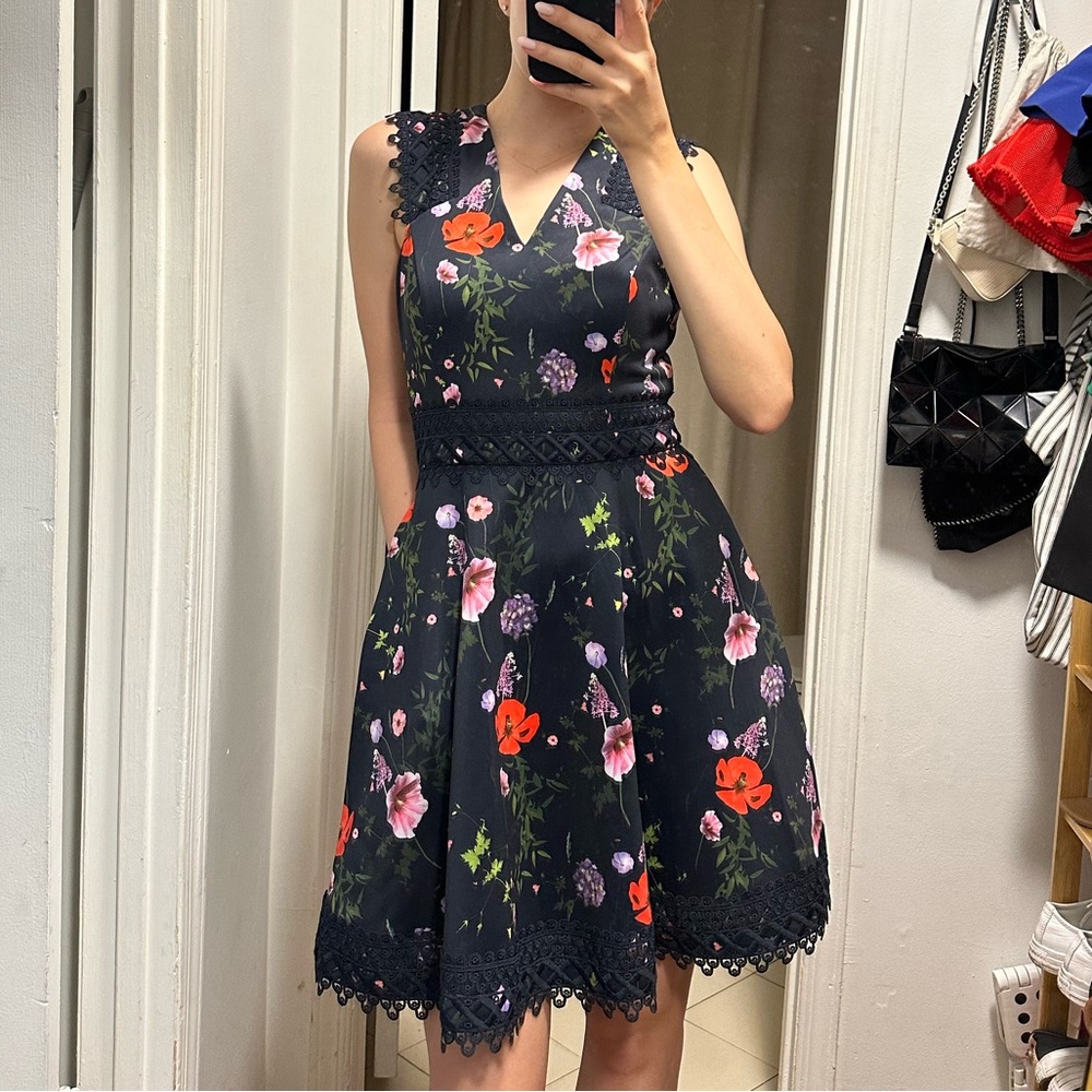 NWT Ted Baker navy floral dress